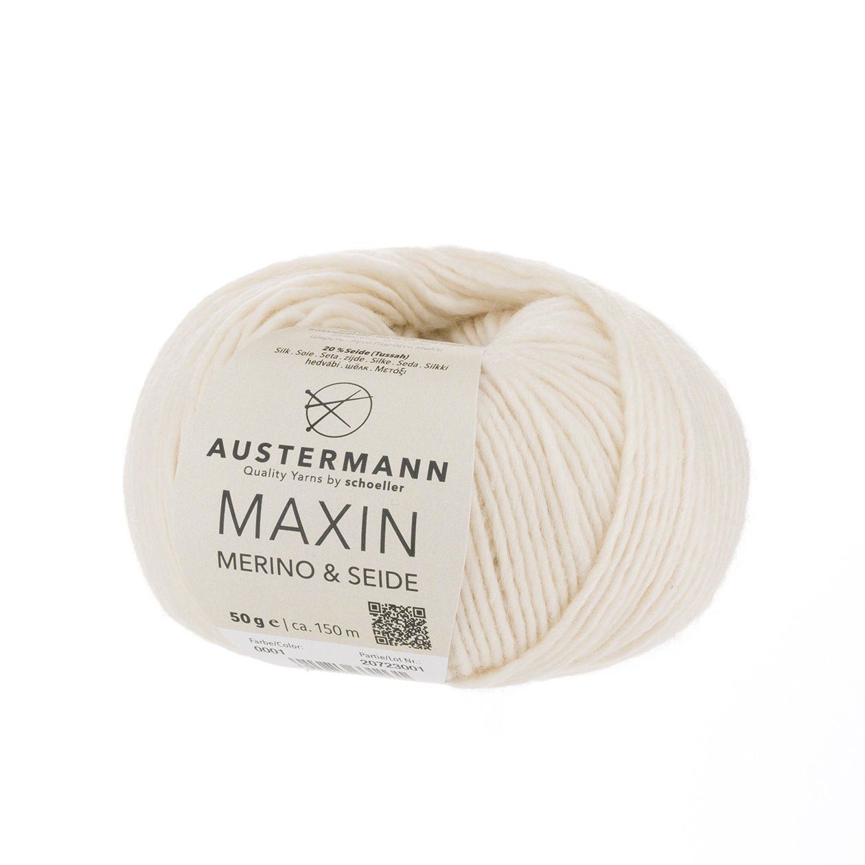 Maxin Merino&Seide | 150M - 50G | 01 - Natur - Strickwolle - Handarbeiten - 1