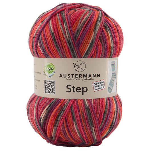 Step 4 Color Exp | 420 M - 100 G | 256 - Rot - Pflaume - Sockenwolle - Handarbeiten - 1
